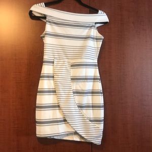 Grey and White XS stretchy dress, NWT